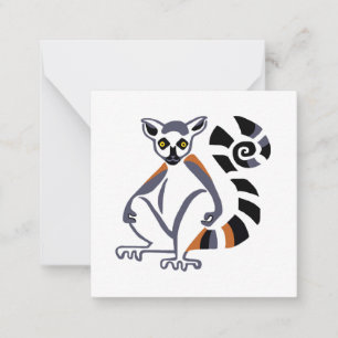 Cute Ring-tailed Lemur - Endangered animal - Card