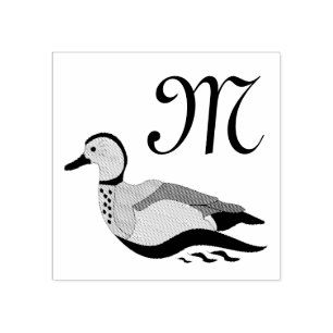 Cute Ringed Teal Duck Swimming Rubber Stamp