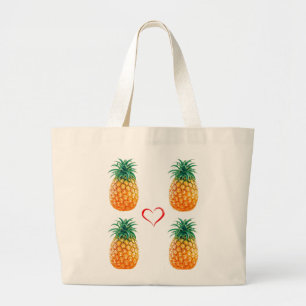 Cute ripe yellow pineapple tote bag