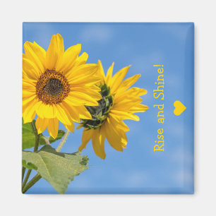Cute Rise and Shine Sunflowers Upload Photo Text Magnet