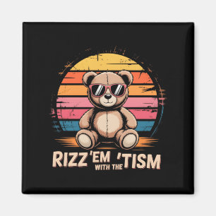 Cute RIZZ EM with TISM Teddy Autism Teacher Peace Magnet