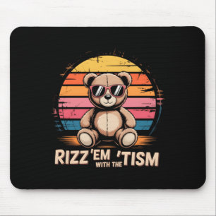 Cute RIZZ EM with TISM Teddy Autism Teacher Peace Mouse Pad