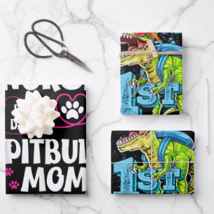 Cute RN Nurse Pit Bull Mum Paw Dog Puppy Lover Wrapping Paper Sheet