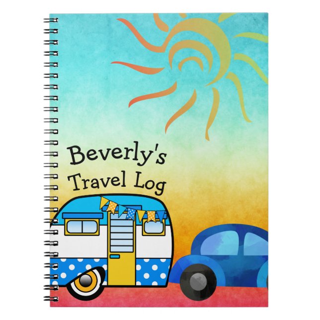 Cute Road Trip Travel Log Notebook (Front)