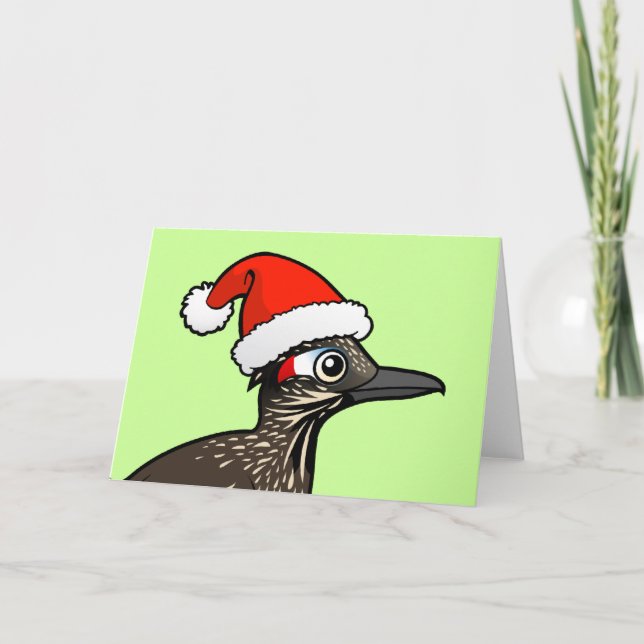 Cute Roadrunner Santa Claus Holiday Card (Front)