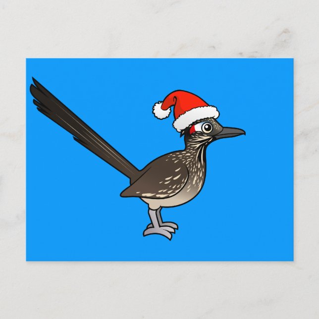 Cute Roadrunner Santa Claus Holiday Postcard (Front)