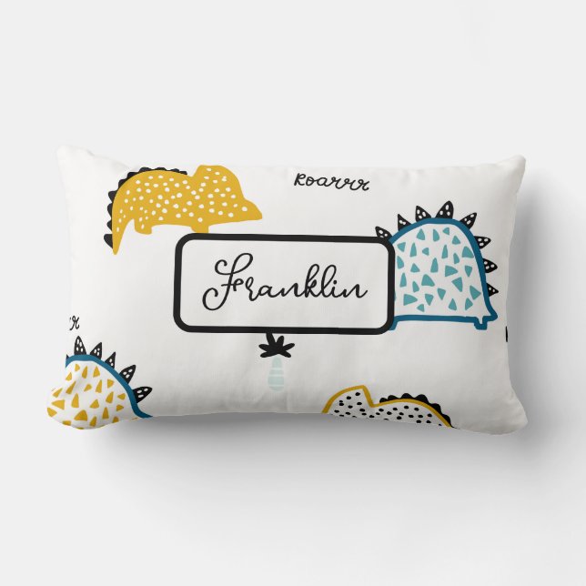 Cute roaring dinosaurs pattern lumbar cushion (Front)