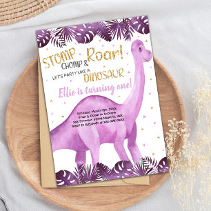 Cute Roarsome Party Card for Girls