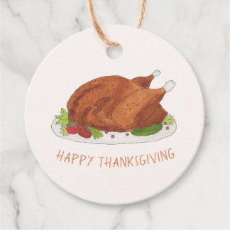 Cute Roasted Turkey Happy Thanksgiving Favour Tags
