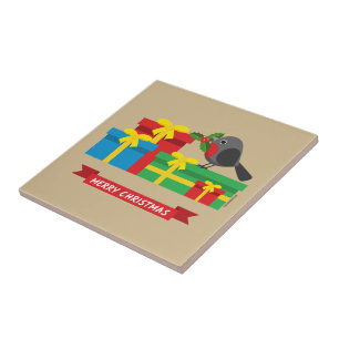 Cute Robin And The Four Colorful Gifts Ceramic Tile