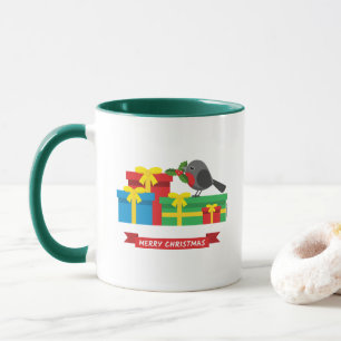 Cute Robin And The Four Colorful Gifts Mug