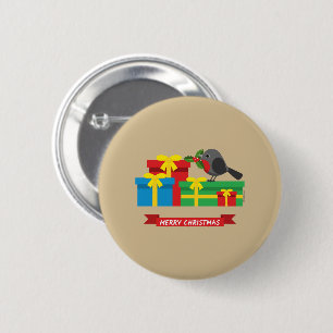 Cute Robin And The Four Colourful Gifts 6 Cm Round Badge