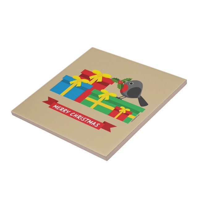 Cute Robin And The Four Colourful Gifts Ceramic Tile (Side)
