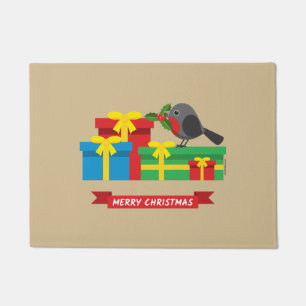 Cute Robin And The Four Colourful Gifts Doormat