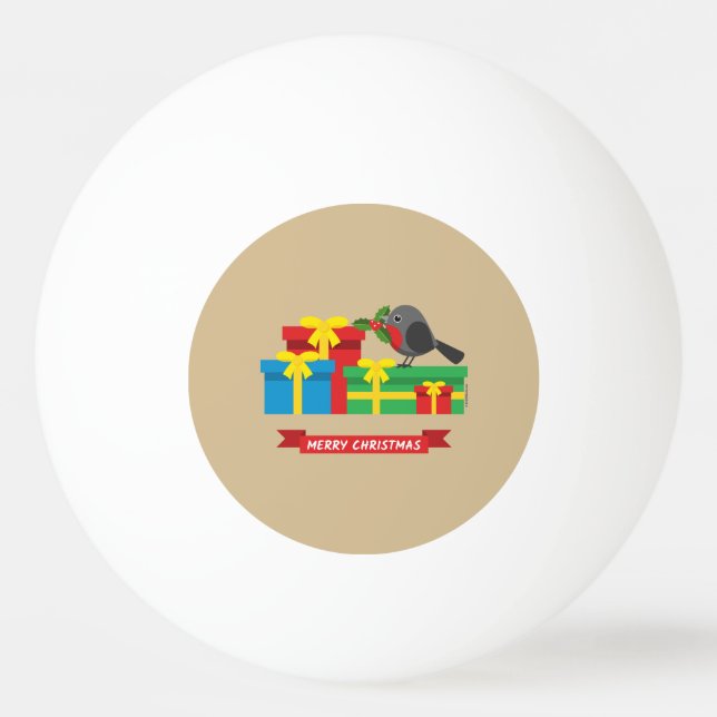 Cute Robin And The Four Colourful Gifts Ping Pong Ball (Front)