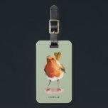 Cute Robin Bird Watercolor Portrait | Personalised Luggage Tag<br><div class="desc">Watercolor painting of a cute robin on a tree branch. It’s tail is up in the air. Your name and contact information can be printed on this design. It is easily customisable. Great design for nature and animal lovers.</div>