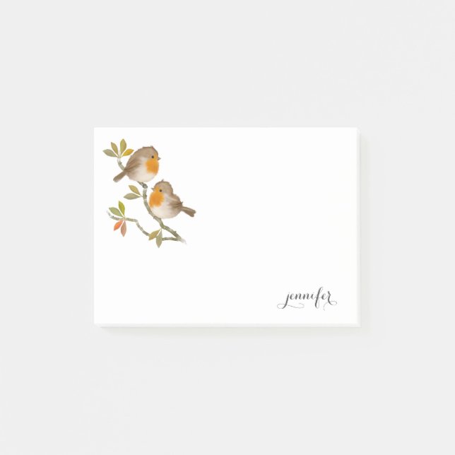 Cute Robin Birds Post it Note (Front)