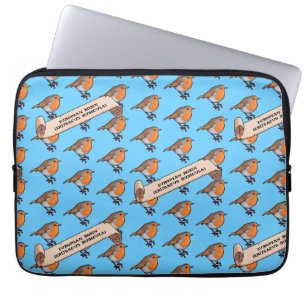 Cute Robin European Robin Erithacus Rubecula Retro Laptop Sleeve