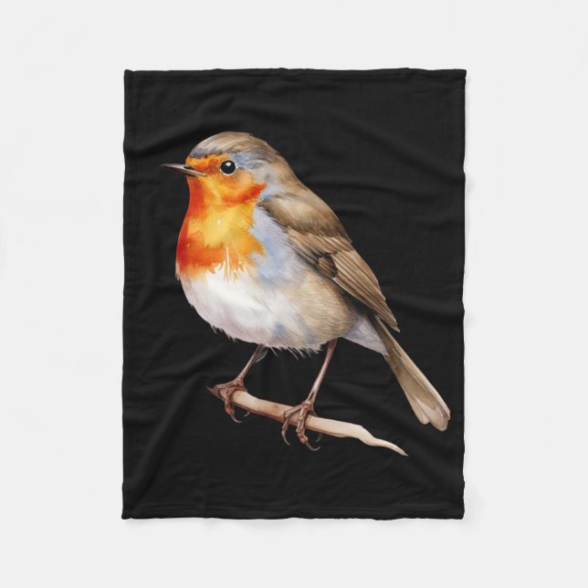 Cute Robin Fleece Blanket (Front)