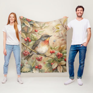Cute Robin Fleece Blanket