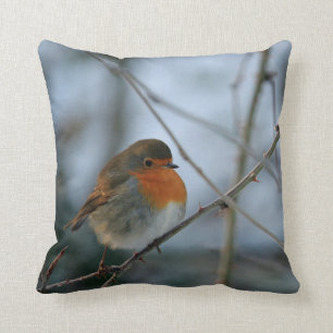 Cute Robin red breast bird photo Cushion