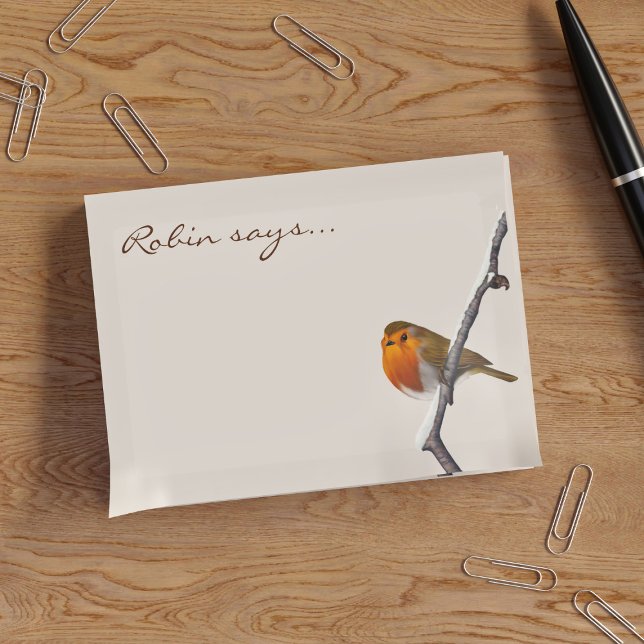 Cute Robin Says Personalized Bird Post it Notes (This is Bob. He'd love to help you at home with your reminders. Just add your name)