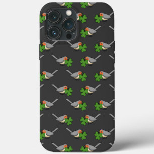 Cute Robin with Shamrock Clover Cartoon iPhone 13 Pro Max Case