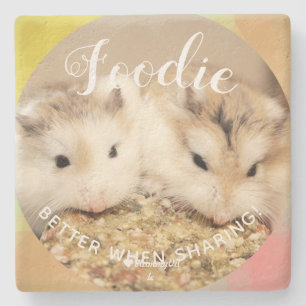 Cute Robo Hamsters Foodie Stone Coaster