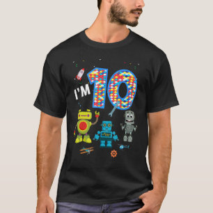 Cute Robot 10th Birthday Boy & Girls 10 Year Old F T-Shirt