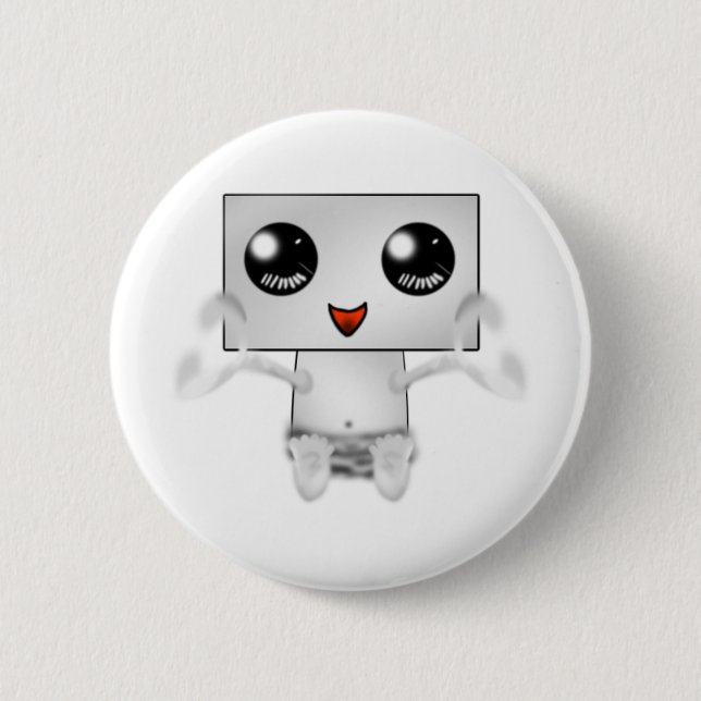 Cute Robot 6 Cm Round Badge (Front)