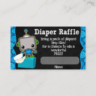 Cute Robot Baby Shower Diaper Raffle Tickets #072B Enclosure Card