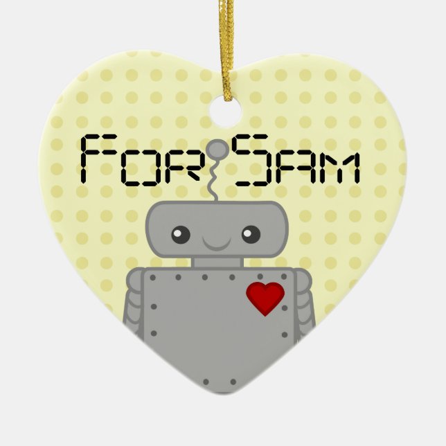 Cute Robot Ceramic Ornament (Front)