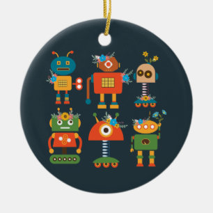 Cute robot children's design ceramic ornament