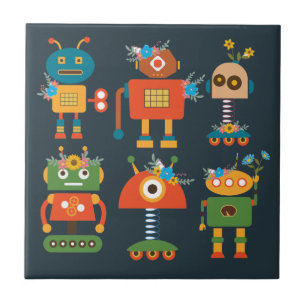 Cute robot children's design ceramic tile