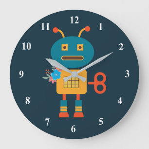 Cute robot children's design large clock