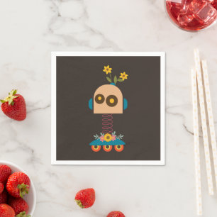 Cute robot children's design napkin