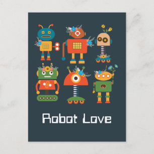 Cute robot children's design postcard