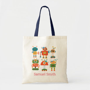 Cute robot children's design tote bag