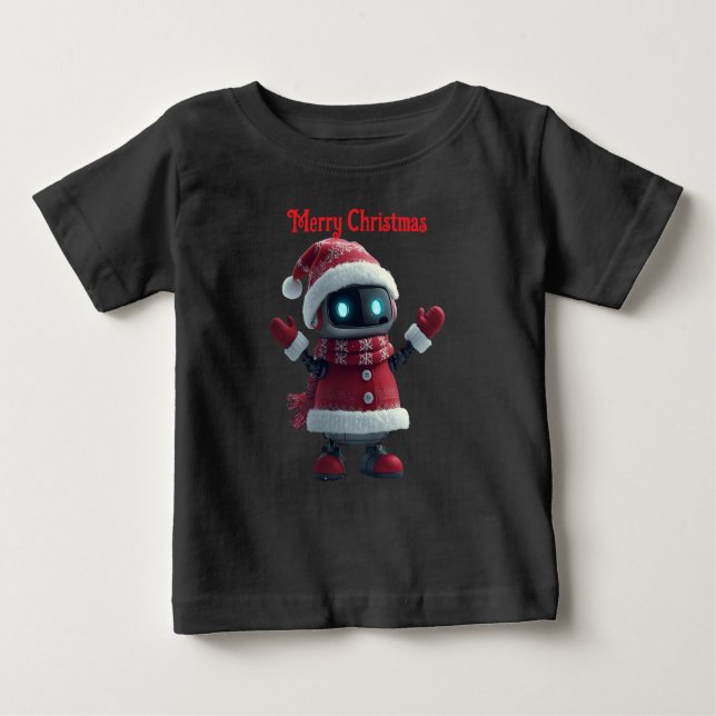 cute robot Christmas holiday tech T-Shirt (Front)