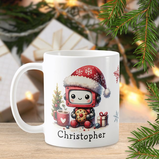 Cute Robot Christmas Winter Holidays Personalised Coffee Mug (Creator Uploaded)