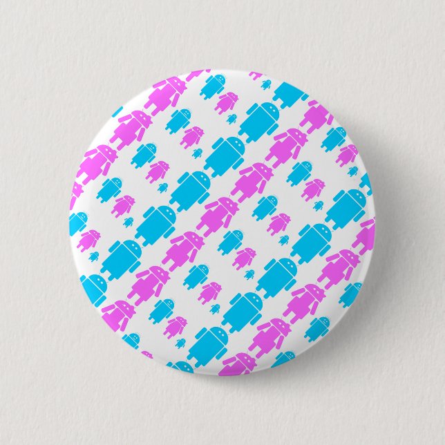 Cute robot familly pattern 6 cm round badge (Front)