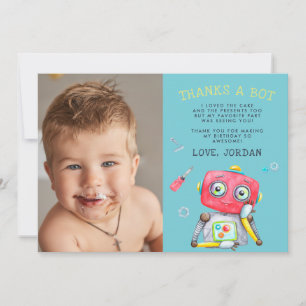 Cute Robot   Flat Thank You Photo Card