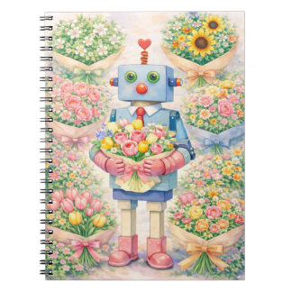 Cute Robot Flower Notebook