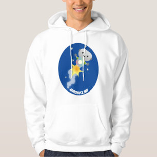 Cute robot flying in space cartoon illustration hoodie