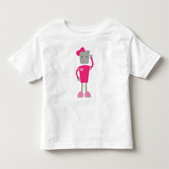 Cute Robot, Funny Robot, Girl Robot, Pink Robot Toddler T-Shirt (Front)