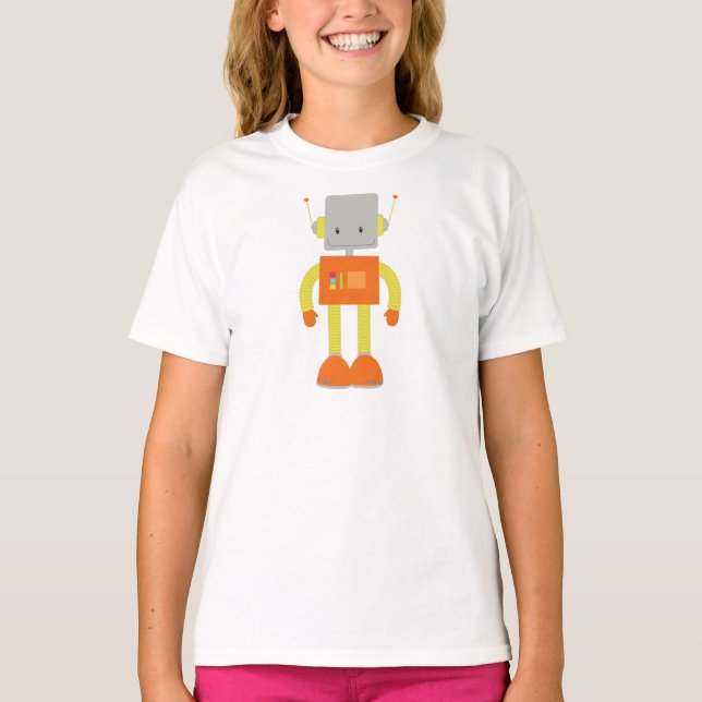 Cute Robot, Funny Robot, Silly Robot, Robotics T-Shirt (Front)