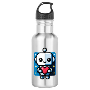 Cute Robot Holding Heart - Adorable Love & Tech 532 Ml Water Bottle