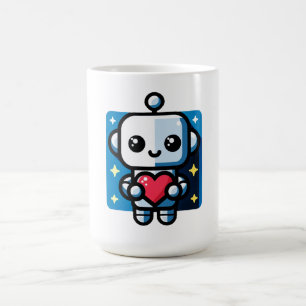 Cute Robot Holding Heart - Adorable Love & Tech Coffee Mug