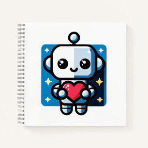 Cute Robot Holding Heart - Adorable Love & Tech Notebook