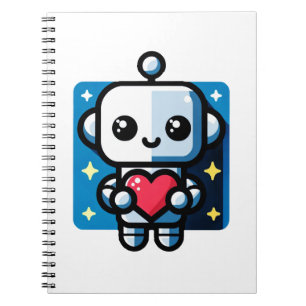 Cute Robot Holding Heart - Adorable Love & Tech Notebook